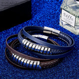 Men's Leather Bracelet Multilayer Braied Rope Wrap Clasp Wristband