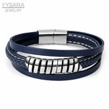 Men's Leather Bracelet Multilayer Braied Rope Wrap Clasp Wristband
