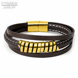 Men's Leather Bracelet Multilayer Braied Rope Wrap Clasp Wristband