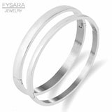 Rose Titanium Steel Charm Cuff Bracelet Jewelry