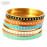 Enamel Wave Point Bangles for Women Stainless Steel Wedding Bracelets