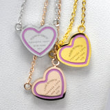 Couple FOREVER LOVE Necklace & Pendant Heart Choker Necklace Green/Pink