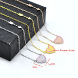Couple FOREVER LOVE Necklace & Pendant Heart Choker Necklace Green/Pink