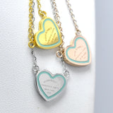 Couple FOREVER LOVE Necklace & Pendant Heart Choker Necklace Green/Pink