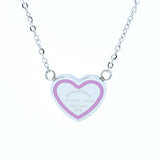 Couple FOREVER LOVE Necklace & Pendant Heart Choker Necklace Green/Pink