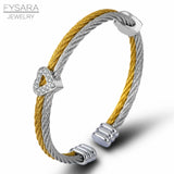 Crystals Lover Heart Twisted Wire Bracelet & Bangle Retro Unique Women Jewelry