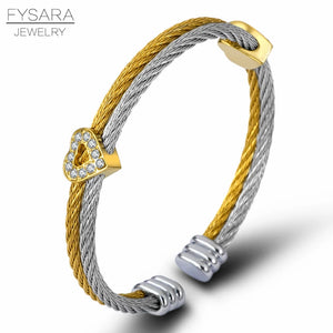 Crystals Lover Heart Twisted Wire Bracelet & Bangle Retro Unique Women Jewelry