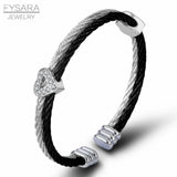 Crystals Lover Heart Twisted Wire Bracelet & Bangle Retro Unique Women Jewelry