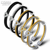 Crystals Lover Heart Twisted Wire Bracelet & Bangle Retro Unique Women Jewelry