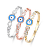 Evil Eye Zircon Charm Stainless Steel Bangles Bracelets Women