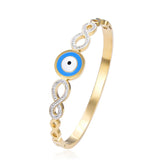 Evil Eye Zircon Charm Stainless Steel Bangles Bracelets Women