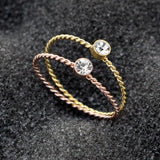 Zirconia Crystals Rose Thin Tail Ring Wedding Jewelry