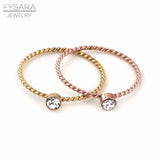 Zirconia Crystals Rose Thin Tail Ring Wedding Jewelry