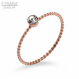 Zirconia Crystals Rose Thin Tail Ring Wedding Jewelry