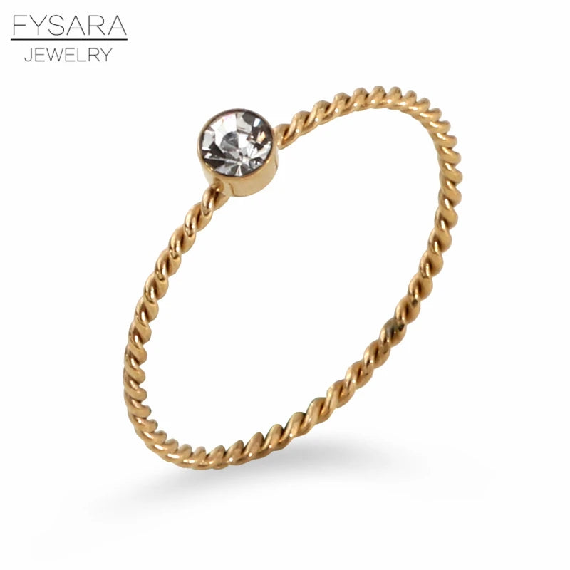 Zirconia Crystals Rose Thin Tail Ring Wedding Jewelry