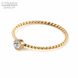 Zirconia Crystals Rose Thin Tail Ring Wedding Jewelry