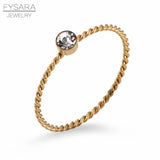 Zirconia Crystals Rose Thin Tail Ring Wedding Jewelry