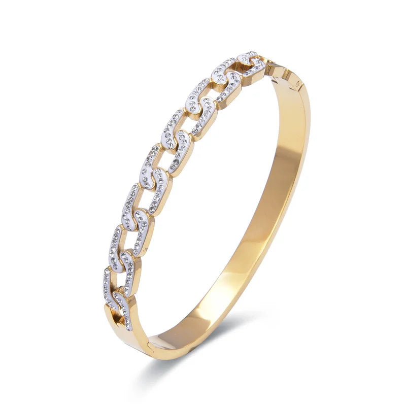 Zircon Chain Bracelets Stainless Steel Woman Bangle Jewelry