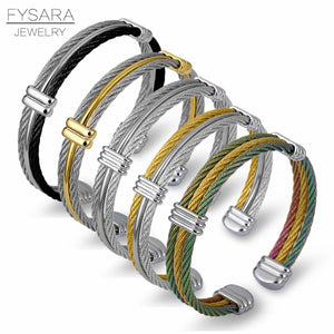 Twist Wire Cuff Bracelet Stainless Steel Bangle Punk Jewelry