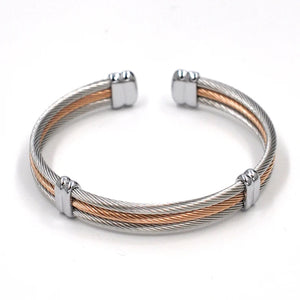 Twist Wire Cuff Bracelet Stainless Steel Bangle Punk Jewelry