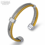 Twist Wire Cuff Bracelet Stainless Steel Bangle Punk Jewelry