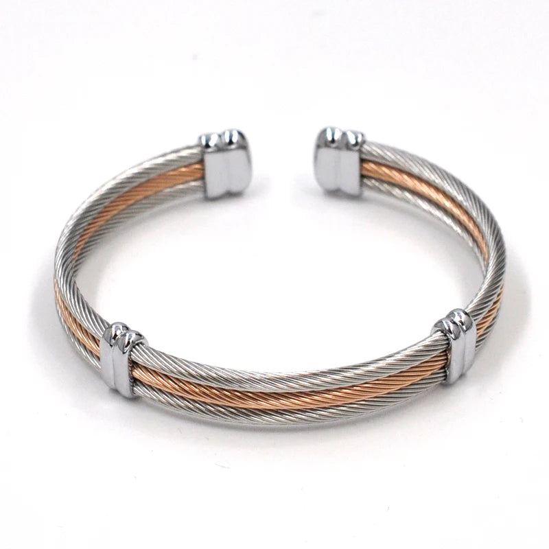 Twist Wire Cuff Bracelet Stainless Steel Bangle Punk Jewelry