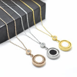Double Circle Roman Numeral Necklace Shell Pendent Necklace