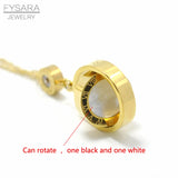 Double Circle Roman Numeral Necklace Shell Pendent Necklace