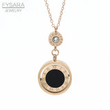Double Circle Roman Numeral Necklace Shell Pendent Necklace