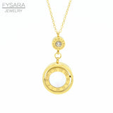 Double Circle Roman Numeral Necklace Shell Pendent Necklace