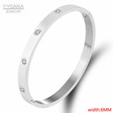 CZ Crystals Bangles Set Couple Women Jewelry Stainless Steel