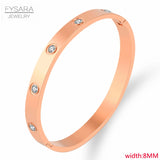 CZ Crystals Bangles Set Couple Women Jewelry Stainless Steel