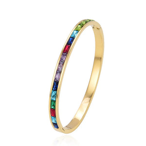 Stunning Rhinestone Cuff Bracelet - Rainbow Jewelry