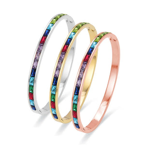 Stunning Rhinestone Cuff Bracelet - Rainbow Jewelry