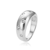 Star Crystal Finger Rings For Women Bridal Wedding Party Copper Promise