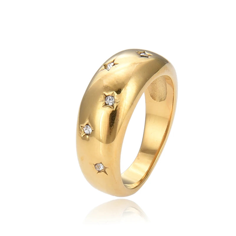 Star Crystal Finger Rings For Women Bridal Wedding Party Copper Promise