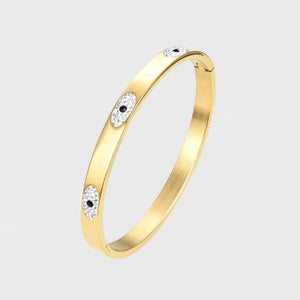 Stylish Stainless Steel Bangle with Stone Eyes