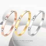 Stylish Stainless Steel Bangle with Stone Eyes