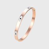 Stylish Stainless Steel Bangle with Stone Eyes