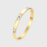 Stylish Stainless Steel Bangle with Stone Eyes