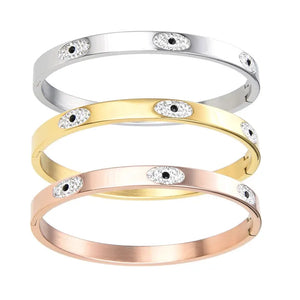 Stylish Stainless Steel Bangle with Stone Eyes