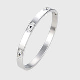 Stylish Stainless Steel Bangle with Stone Eyes