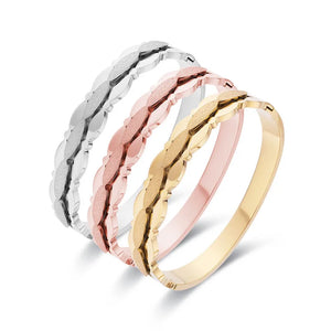 Women Cuff Chain Foliate Bangle Water Wave Bracelet