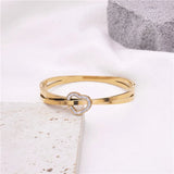 Women Lucky Jewelry Cross Heart Zircon Stainless Steel Bracelet