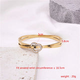 Women Lucky Jewelry Cross Heart Zircon Stainless Steel Bracelet