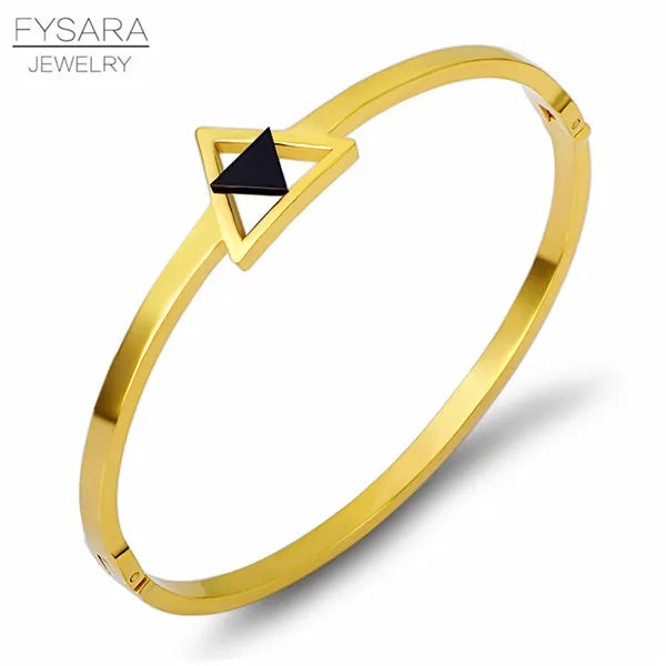 Hollow Triangle Bangles for Women - Office Career Jewelry Gift