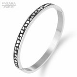 Enamel Charm Bangle Stainless Steel Rose Bracelet