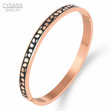 Enamel Charm Bangle Stainless Steel Rose Bracelet