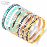 Enamel Charm Bangle Stainless Steel Rose Bracelet