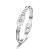 Stainless Steel Evil Eye Bangle Bracelet Women Vintage Waterproof Jewelry